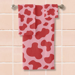 Westerse Valentijnsdag koeienprint cowgirl roze ro Bad Handdoek