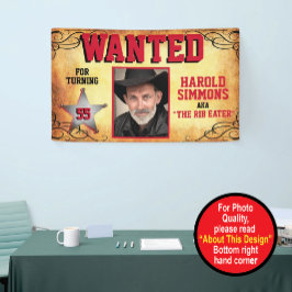 Westerse Verjaardag Gezocht Poster Banner, Cowboy Spandoek