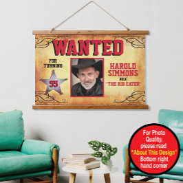 Westerse Verjaardag Gezocht Poster Hangend Wandkleed