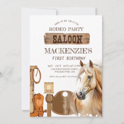  Westerse verjaardagsfeest eerste rodeo  Kaart (Voorkant)
