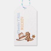 Westerse verjaardagsfeestje papieren bord eerste r cadeaulabel (Achterkant)