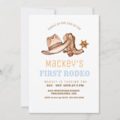 Westerse verjaardagsfeestje voor jongens eerste ro kaart (Voorkant)