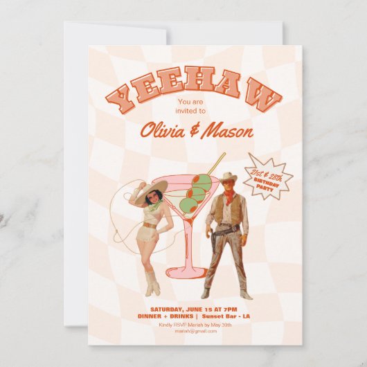 Westerse verjaardagsuitnodiging Feest Samen Feestj Kaart (Voorkant)