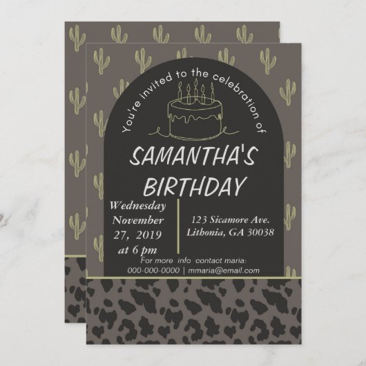 Westerse verjaardagsuitnodiging  kaart (Voorkant / Achterkant)