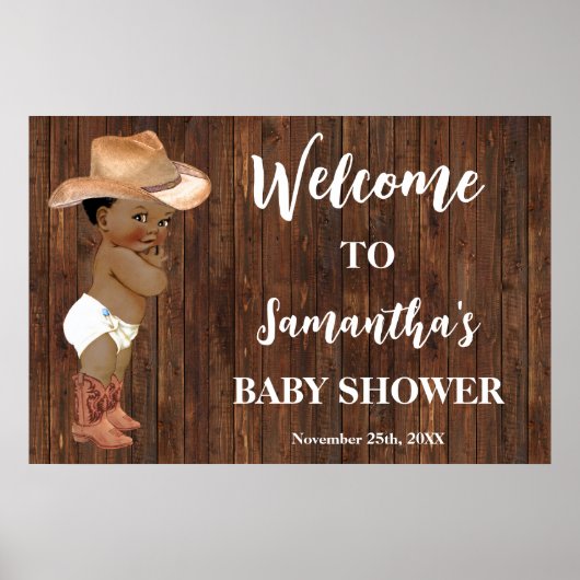 Westerse verwelkoming Kleine AA Cowboy Baby Shower Poster (Voorkant)