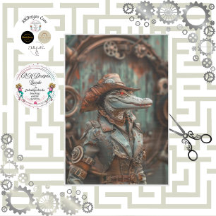 Westerse Victoriaanse Steampunk Dame Gator Decoupa Tissuepapier