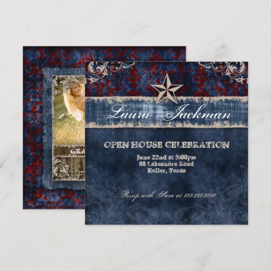 Westerse vintage afstudeerfoto kaart USA Star (Voorkant / Achterkant)