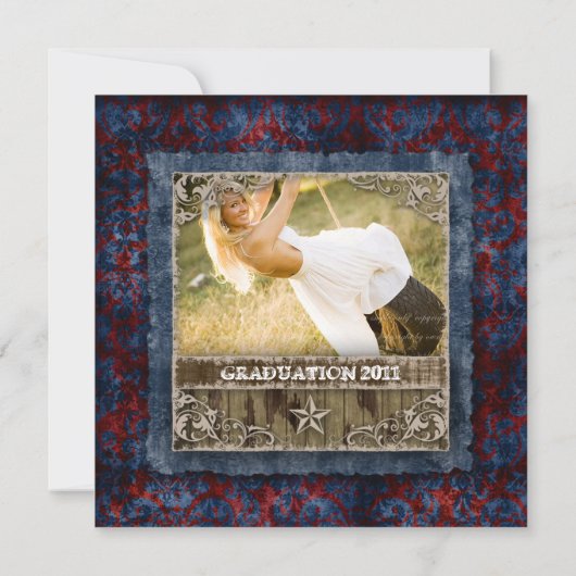 Westerse vintage afstudeerfoto kaart USA Star (Achterkant)