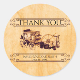 Westerse vintage elegante trouwsticker ronde sticker