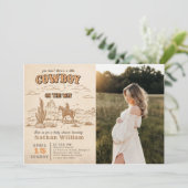 Westerse vintage rodeo babyshower uitnodiging (Staand voorkant)