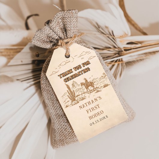 Westerse vintage rodeo cowboy cadeautag cadeaulabel