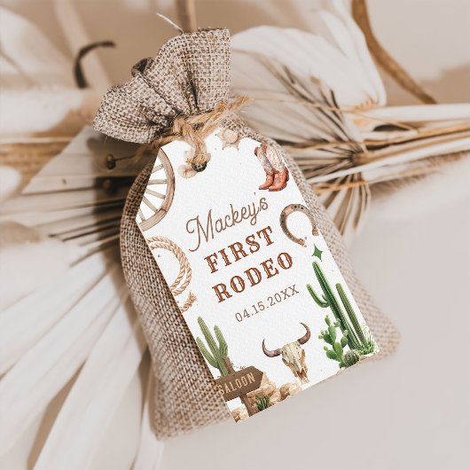 Westerse vintage rodeo cowboy cadeautag cadeaulabel