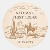 Westerse Vintage Rodeo Verjaardagssticker Ronde Sticker (Voorkant)