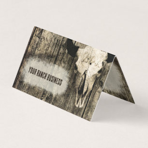 Westerse vintage sepia rustieke stieren schedel visitekaartje