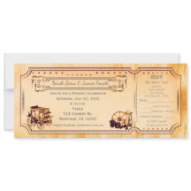 Westerse vintage trouwkaart uitnodiging & RSVP