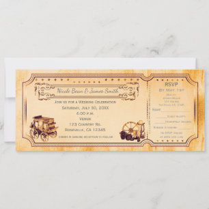 Westerse vintage trouwkaart uitnodiging & RSVP