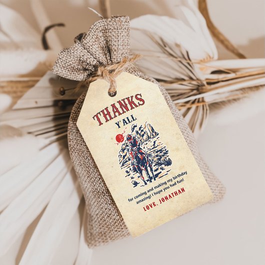 Westerse Vintage Woestijn Eerste Rodeo 1e Verjaard Cadeaulabel