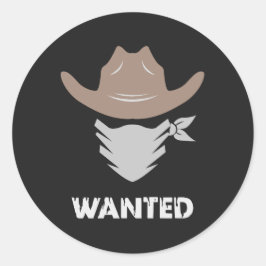 Westerse vogelvrij cowboy gezocht ronde sticker