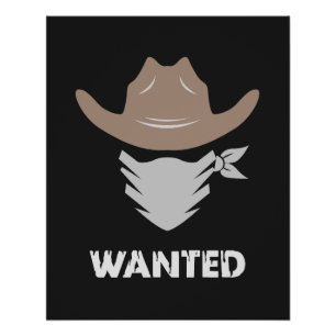 Westerse vogelvrije cowboy gezocht perfect poster
