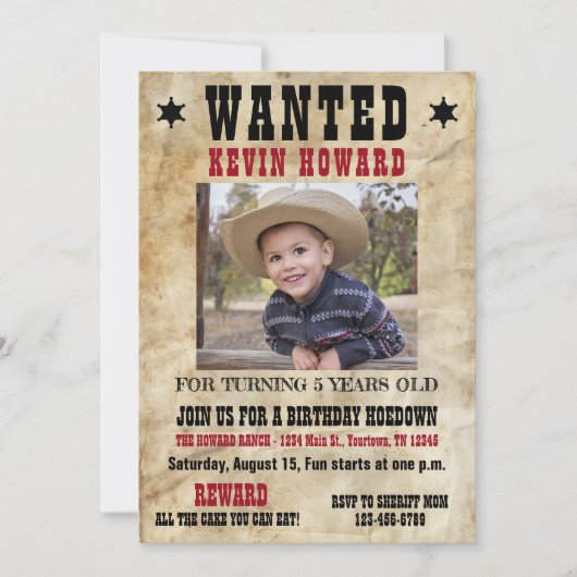 Westerse Wanted Poster Verjaardag Kaart (Voorkant)