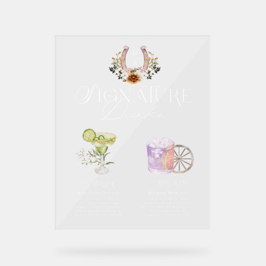 Westerse waterverf bruid & bruidegom signature dra acryl bord (Voorkant)