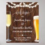 Westerse Welcome Bubbles & Brews Koppel Bruiloft Poster (Voorkant)