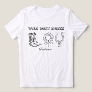 Westerse Wild West Moves T-shirt in zwart-wit