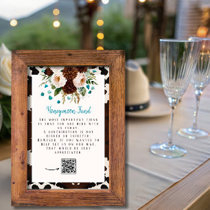 Westerse Wilde Bloemen Turquoise Trouwfonds bord Kaart
