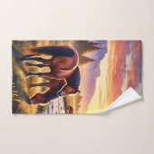 Westerse wilde paarden bij zonsondergang Handdoek (Handdoek)
