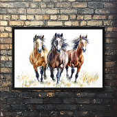 Westerse Wilde & Vrije Mustangpaarden Poster
