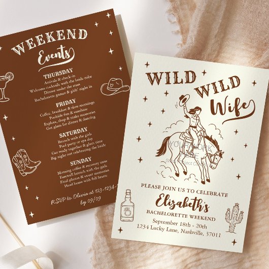 Westerse Wilde Wilde Bruid Bachelorette Feest Kaart
