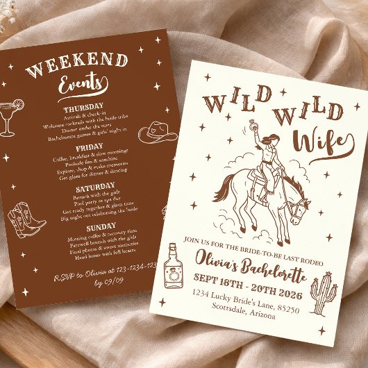 Westerse Wilde Wilde Bruid Bachelorette Feest Kaart