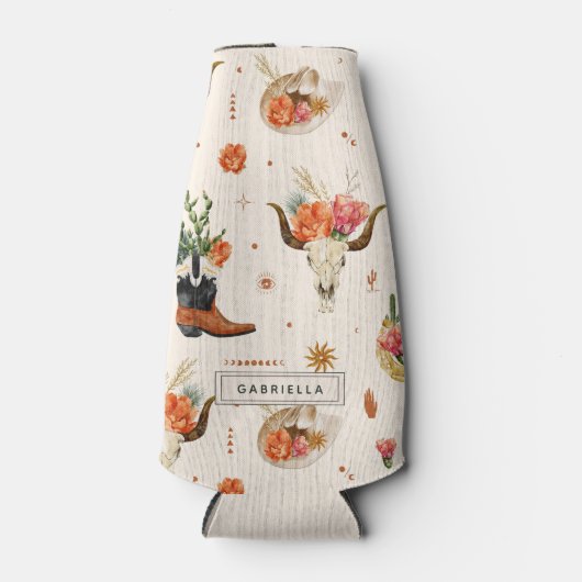 Westerse Woestijn Cactus Cowboy Hoed Persoonlijke Flesjeskoeler (Voorkant)