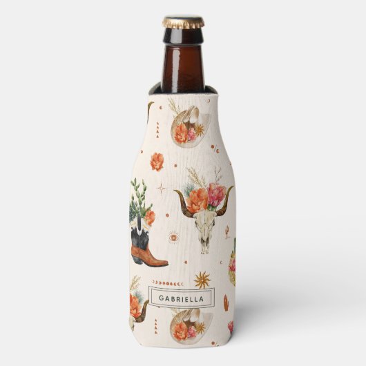 Westerse Woestijn Cactus Cowboy Hoed Persoonlijke  Flesjeskoeler (Fles Voorkant)