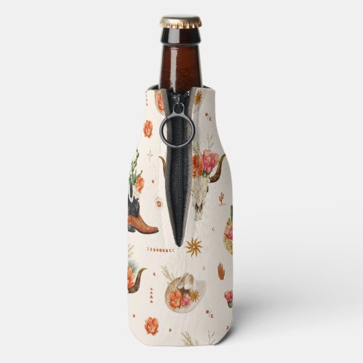 Westerse Woestijn Cactus Cowboyhoed Gepersonalisee Flesjeskoeler (Fles Achterkant)