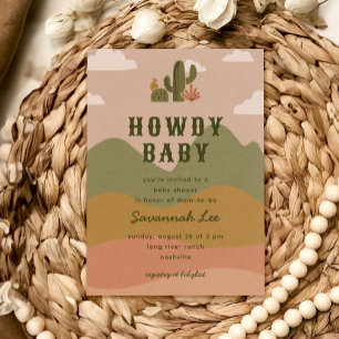 Westerse Woestijn Cactus Howdy Baby Shower Kaart
