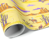 Westerse Woestijn Cowboy Paard Mesa Cactus Rustiek Cadeaupapier (Rol Hoek)