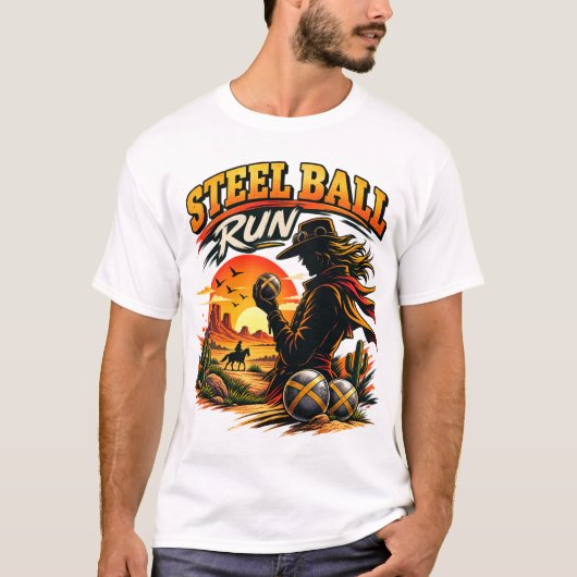 Westerse Woestijn Ruiter Retro Silhouet T-shirt (Voorkant)