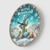 Westerse Wonderland Cactus Sneeuw Grote Klok (Hoek)