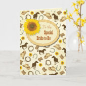 Westerse & zonnebloem bruidsdouche beste wensen kaart (Gele Bloem)