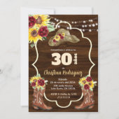 Westerse zonnebloemrozen cowboy verjaardagsuitnodi kaart (Voorkant)