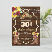 Westerse zonnebloemrozen cowboy verjaardagsuitnodi kaart (Staand voorkant)