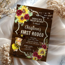 Westerse Zonnebloemrozen Cowgirl Eerste Verjaardag