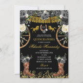 Westerse zwarte en gouden Charra-laarzen 15 Años Kaart (Voorkant)