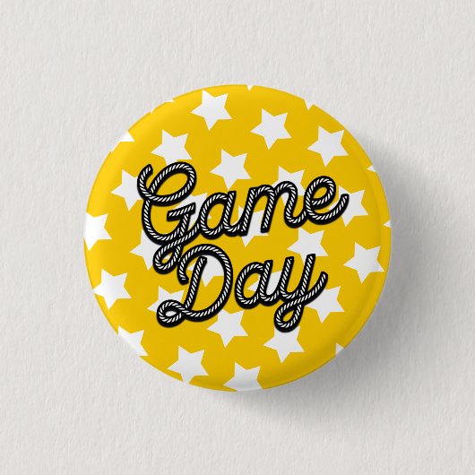 Westerse Zwarte & Gouden Game Day Ronde Button 3,2 Cm (Voorkant)