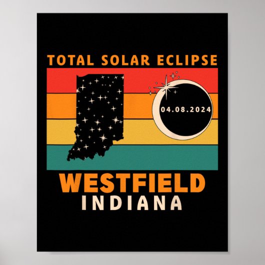 Westfield Indiana Totale Zonsverduistering 2024 Poster (Voorkant)