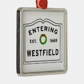 Westfield, MA Holiday Wreath Metal Ornament (Rechts)