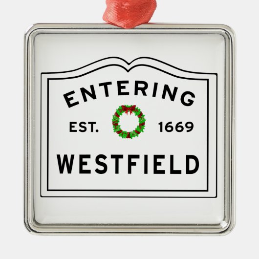 Westfield, MA Holiday Wreath Metal Ornament (Voorkant)