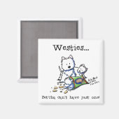 Westie Addict Square White Magnet (Voorkant / Achterkant)