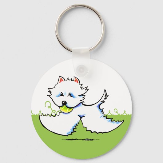 Westie afspeeltijd off-Leash Art™ Sleutelhanger (Voorkant)